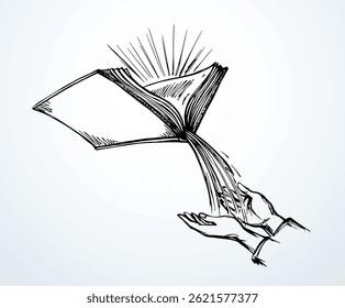 Christ show sky spray pour fresh stream paper read text space line drawn sketch art. Old male arm ask author teach holy soul eat word food magic life glow tale story man boy bless help hope icon sign