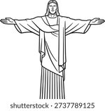 Christ statue editable line icon. religion, faith, spirituality vector illustration
