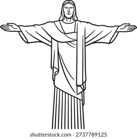 Christ statue editable line icon. religion, faith, spirituality vector illustration