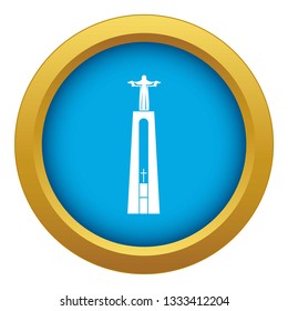 Christ statue icon blue vector isolated on white background for any design
