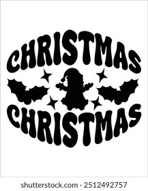 CHRISTAMS retro groovy Navidades onduladas, Días festivos Diseños EPS, Navidades alegres EPS, transferencia de calor, fabricación de camisetas, proyectos de bricolaje, árboles, cricut