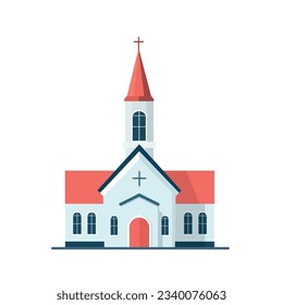 Christan church building isolated on white background. Religious building. Vector stock