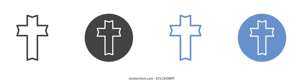 Christanity sign icon Flat set in black and white color