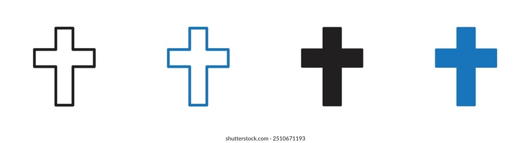 Ícone de sinal de cristianismo Conjuntos de vetor contorno