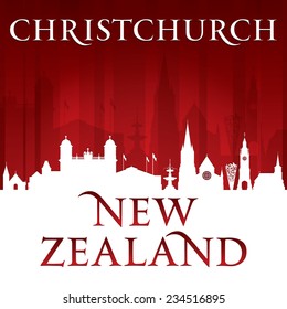 Christchurch New Zealand city skyline silhouette. Vector illustration