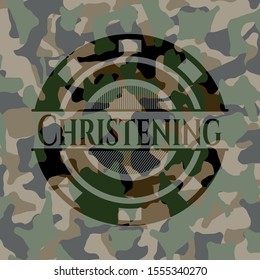 Christening on camo texture. Vector Illustration. Detailed.