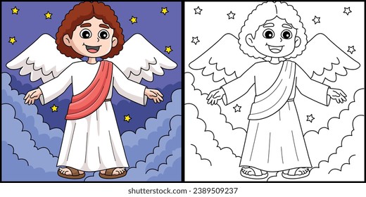 Christian Archangel Coloring Page Illustration