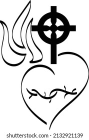 Christian Art. Line art for print or use as poster, card, flyer, Tattoo or T Shirt