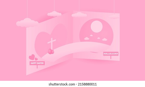 Christian Background with Cross. Cloud and light. You can use this asset for your content like as Happy Easter Day, Good Friday, Ascension Day, worship, streaming, presentation, broadcast and anymore.