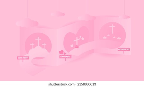 Christian Background with Cross. Cloud and light. You can use this asset for your content like as Happy Easter Day, Good Friday, Ascension Day, worship, streaming, presentation, broadcast and anymore.