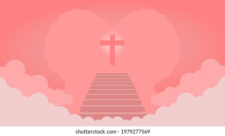 Christian Background with Cross. You can use this asset for your content like as Happy Easter Day, Good Friday, Ascension Day, worship, streaming, presentation, broadcast and anymore. Cloud and light.