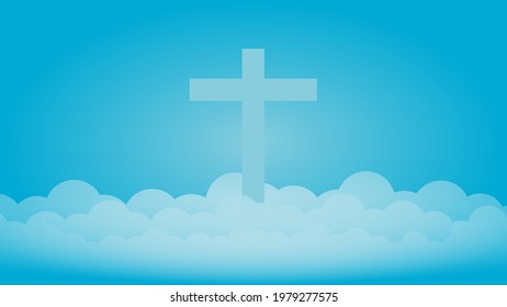 Christian Background with Cross. You can use this asset for your content like as Happy Easter Day, Good Friday, Ascension Day, worship, streaming, presentation, broadcast and anymore. Cloud and light.