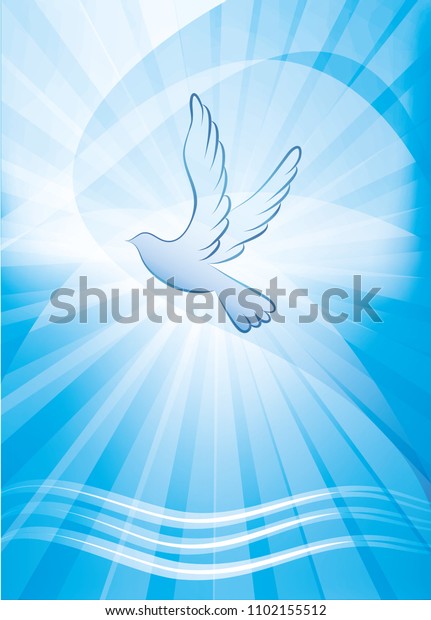 Christian Baptism Symbol Dove Waves Water Stock Vector (Royalty Free ...