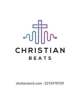 Diseño de plantillas de logotipo de música Beat cristiana