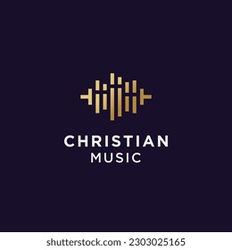 Christian Beat Music Minimalist Gold Logo Template Design