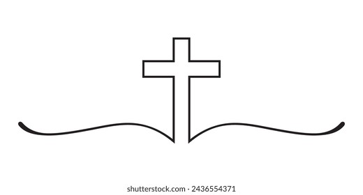 Christian black cross logo and icon design for good friday