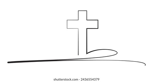 Christian black cross logo and icon design for good friday