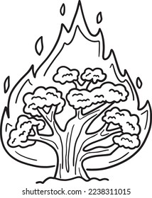 Christian Burning Bush Isolated Coloring Page 