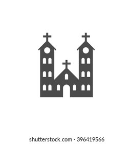 Christian cathedral church. Vector icon grey
