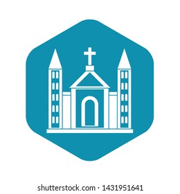 Christian catholic church building icon in simple style on a white background vector illustration