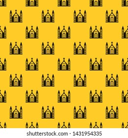 Christian catholic church building pattern seamless vector repeat geometric yellow for any design