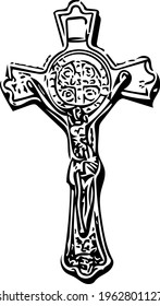 Christian catholic cross black vector