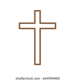 Christian and catholic cross line style icon design, Religion culture belief religious faith god spiritual meditation and traditional theme Vector illustration