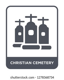 christian cemetery icon vector on white background, christian cemetery trendy filled icons from Buildings collection, christian cemetery vector illustration