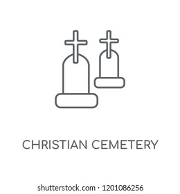 Christian Cemetery linear icon. Christian Cemetery concept stroke symbol design. Thin graphic elements vector illustration, outline pattern on a white background, eps 10.