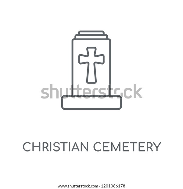 Christian Cemetery linear\
icon. Christian Cemetery concept stroke symbol design. Thin graphic\
elements vector illustration, outline pattern on a white\
background, eps 10.