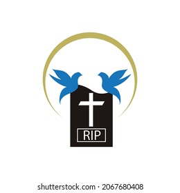 christian cemetery logo illustration design