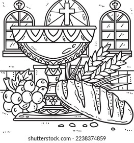 Christian Chalice and Bread of Life Coloring Page