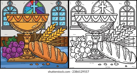 Christian Chalice and Bread of Life Illustration