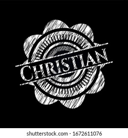 Christian chalkboard emblem. Vector Illustration. Detailed.