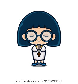 Christian character logo design vector illustration.
