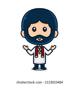 Christian character logo design vector illustration.
