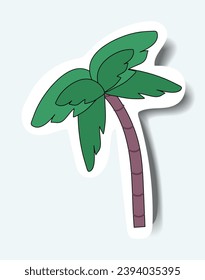 Christian Christmas element of set in sticker design. This vibrant sticker showcase a majestic palm tree in a Christian-themed illustration against a dark backdrop. Vector illustration.