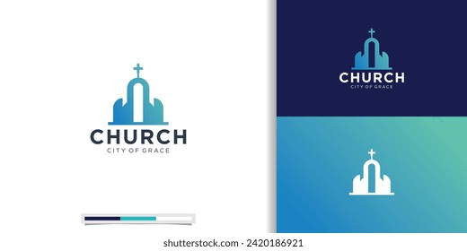 Christian Church Build Jesus Cross Gospel logo design inspiration. premium vector