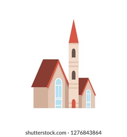 Christian church building, design element of urban or rural landscape vector Illustration