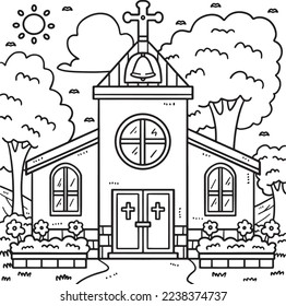 Christian Church Coloring Page for Kids