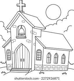 Christian Church Coloring Page for Kids