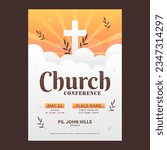 Christian church conference flyer design template, Christian Event Invitation poster web banner, worship flyer. Vector Illustration