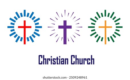 Christian church cross design on an isolated white background.
