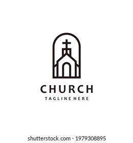 Christian church cross gospel line art logo design inspiration