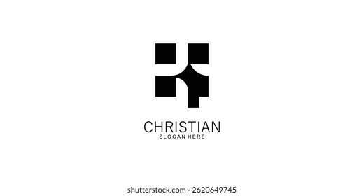 Christian church cross logo design with a modern concept