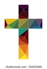 christian church cross symbol color low poly 