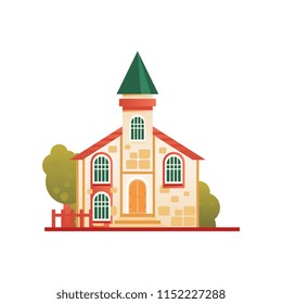 Christian church cuilding, front view vector Illustration on a white background