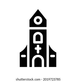 christian church glyph icon vector. christian church sign. isolated contour symbol black illustration