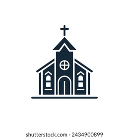 Christian church house classic icon symbol. Vector illustration