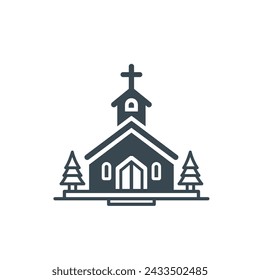 Christian church house icon symbol. Vector illustration